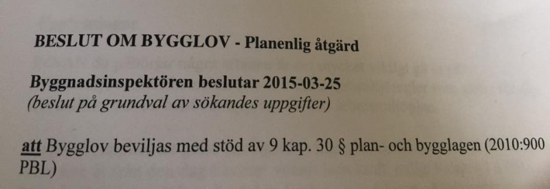 Beviljat bygglov och startbevis